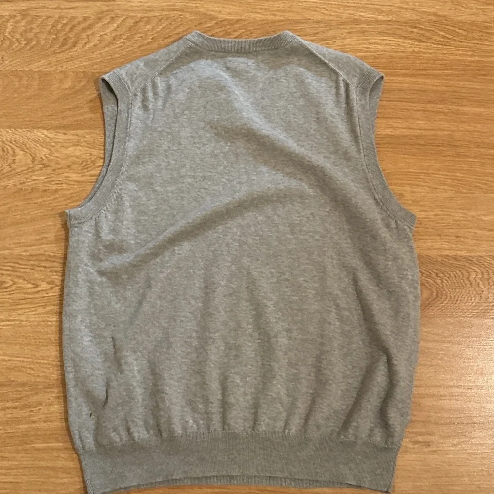 Brooks Brothers Sweater Vest‎ Men's Large Gray 100% Supima Cotton Golf V Neck
